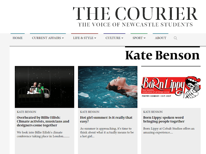 Cover image for Writing for the Courier (uni newspaper)