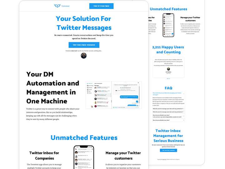 Cover image for Landing page for Tweetext