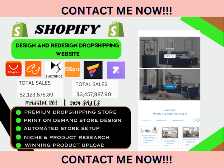 Cover image for I will design or redesign Shopify automated dropshipping website