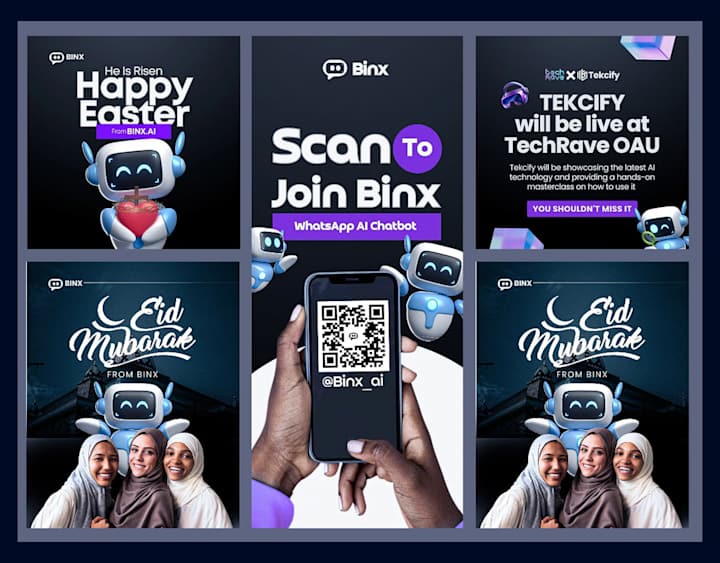 Cover image for Binx AI Social Media Flyer Designs :: Behance