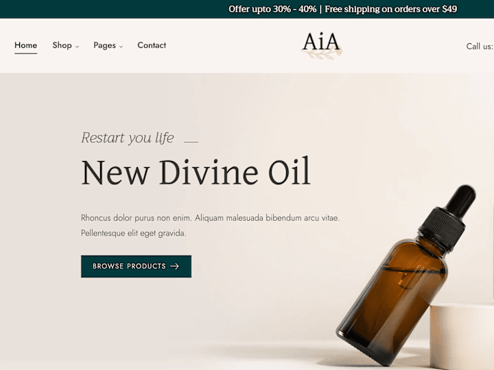 Cover image for Divine Oil Shopify E-commerce Website