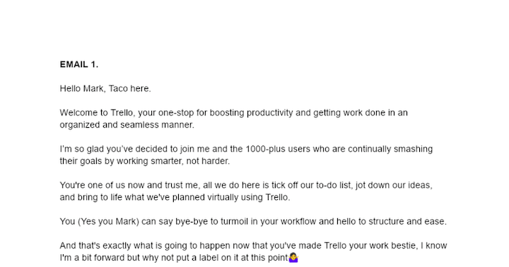 Cover image for Email Sequence for Trello. (Mock up)