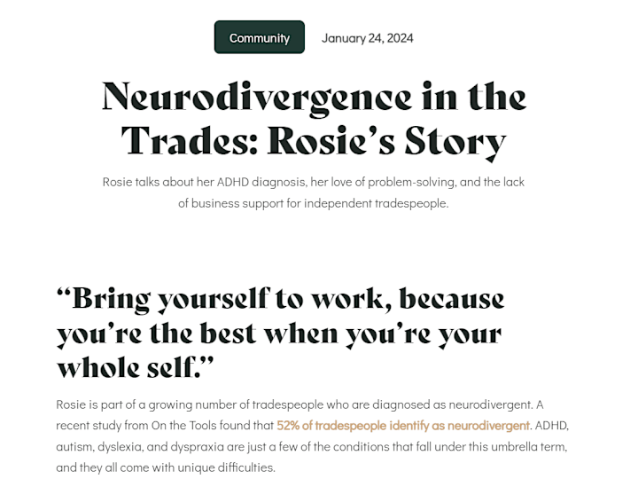 Cover image for Neurodivergence in Trades Interview Series for TaskHer