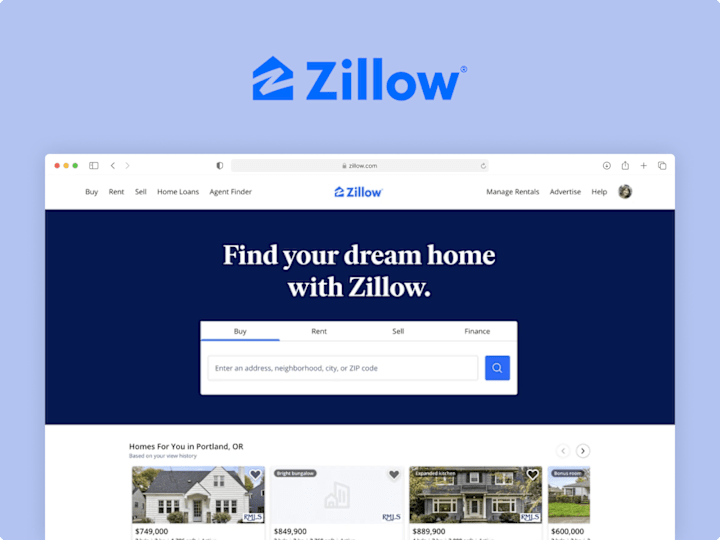 Cover image for Zillow Homepage Search (UX Design)