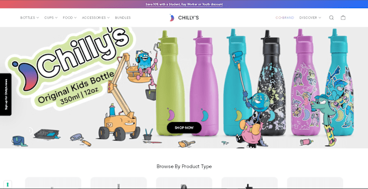 Cover image for Shopify Website Design For Ecommerce Business (Chilly's Bottles)