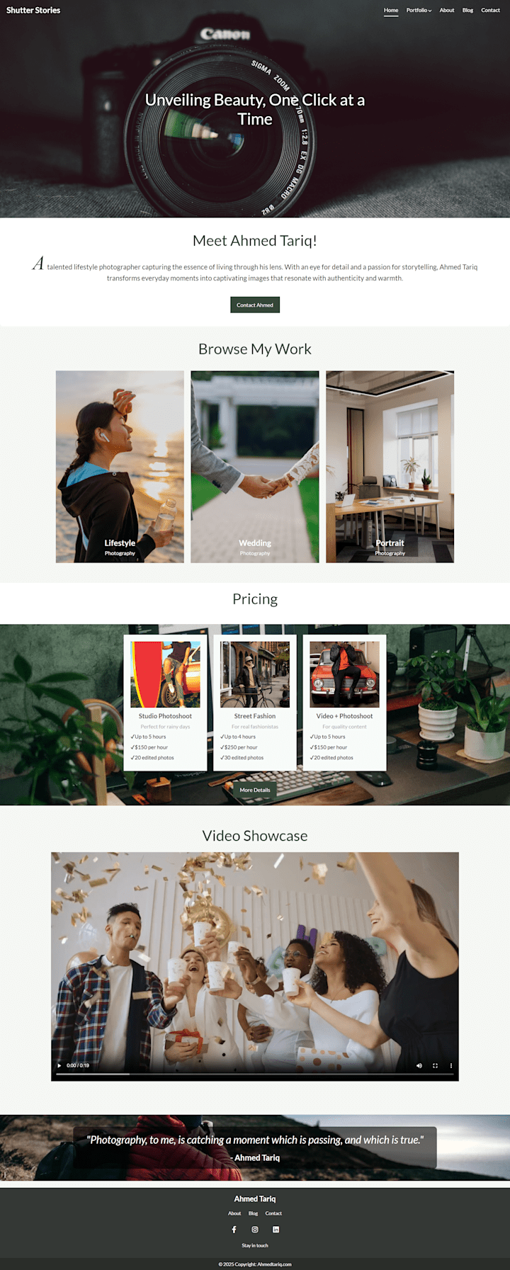 Cover image for Shutter Stories - Photographer Portfolio Website