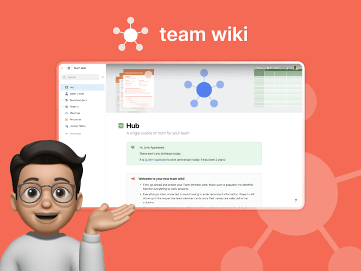 Cover image for Team Wiki – Promo Page for Coda Template