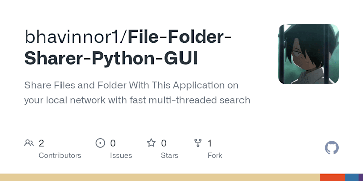 Cover image for bhavinnor1/File-Folder-Sharer-Python-GUI