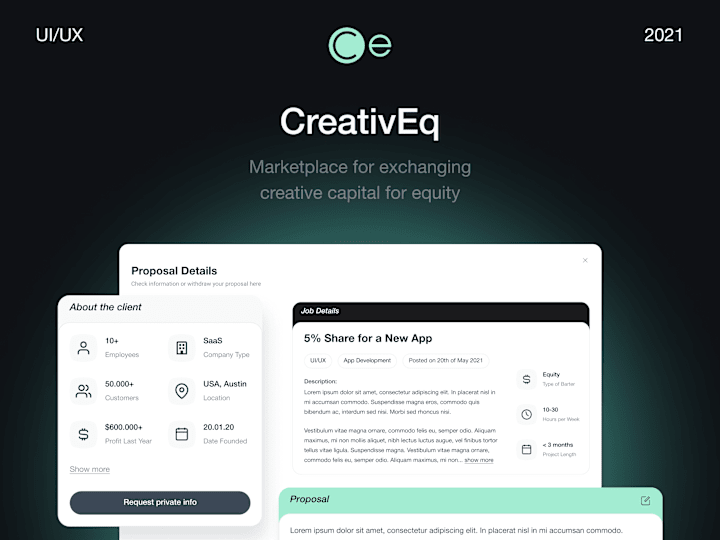 Cover image for CreativEq — creative capital marketplace : Web service