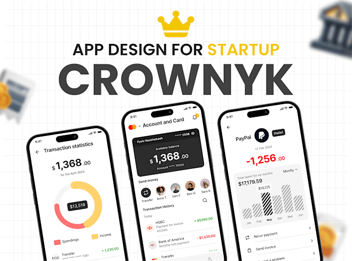 Cover image for ✨ Fintech & Banking Mobile App UI/UX Design - Crownyk :: Behance