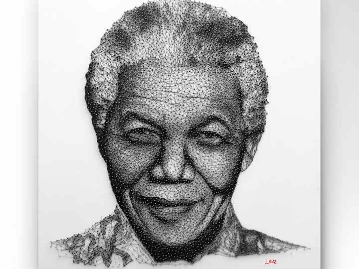 Cover image for Nelson Mandela String Art Portrait.