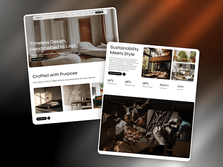 Cover image for Wuud - Modern Landing Page for Sustainable Furniture Brand.