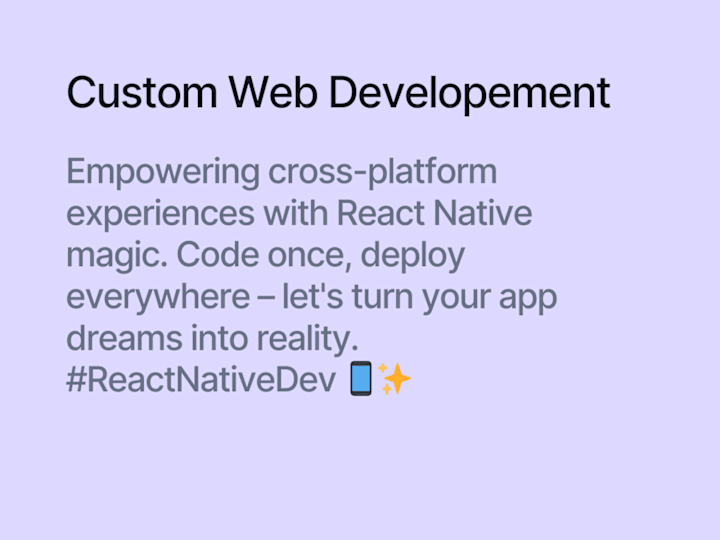 Cover image for I will create cross-platform app using react native. 