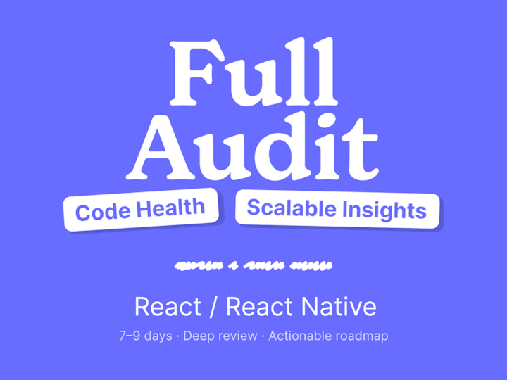 Cover image for Full technical audit | Actionable React insights