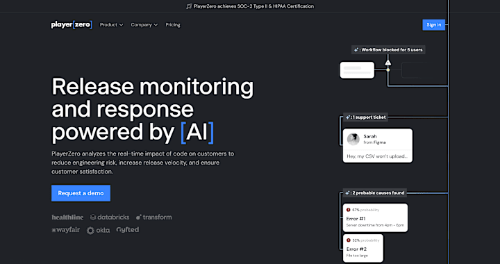 Cover image for playerzero.ai – AI-powered release monitoring and response.