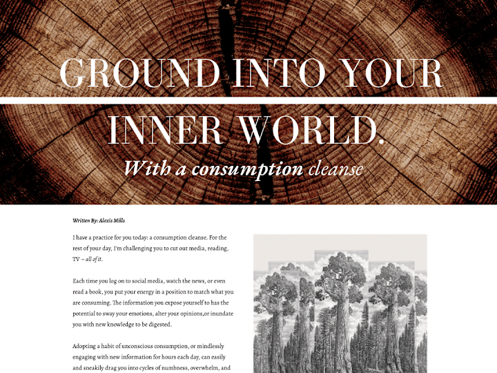 Cover image for Ground Into Your Inner World with a Consumption Cleanse