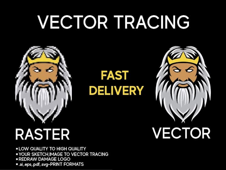 Cover image for Vector tracing, vectorize image, raster to vector logo