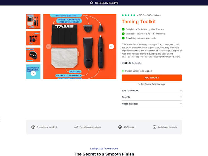 Cover image for Figma to Instant | Tame Grooming Store