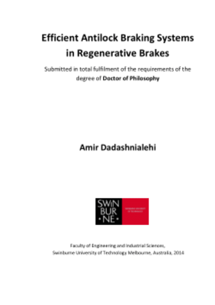 Cover image for Efficient antilock braking systems in regenerative brakes