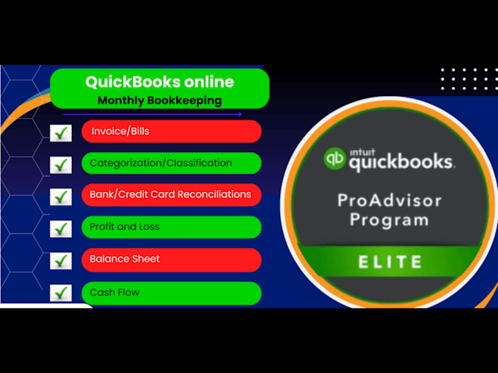 Cover image for I will do quickbooks online setup and monthly bookkeeping