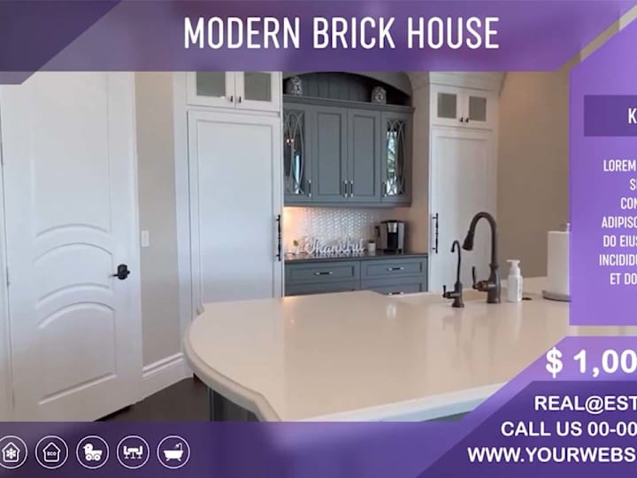 Cover image for Real estate listing video using motion graphics.