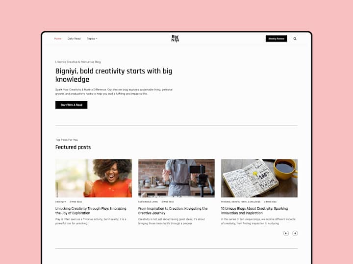 Cover image for Bigniyi �– Lifestyle Blog (FIgma + WordPress Build)