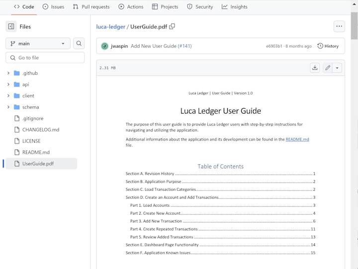 Cover image for Luca Ledger User Guide Version 1.0