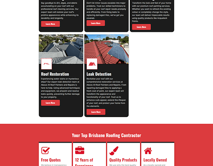 Cover image for Above All Roof Repair Web Development