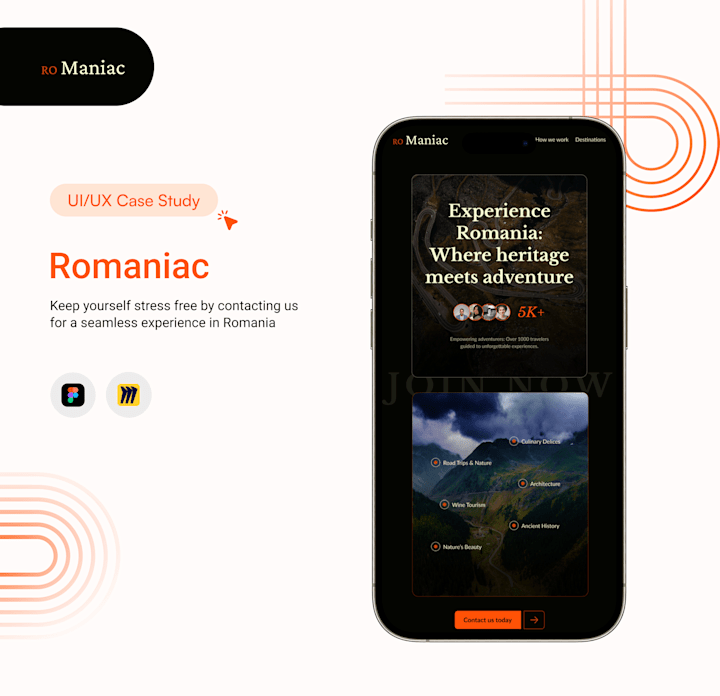 Cover image for Romaniac | UI/UX Design | Travel consultancy