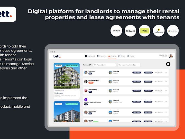 Cover image for Lett - Digital platform for landlords to manage their rentals