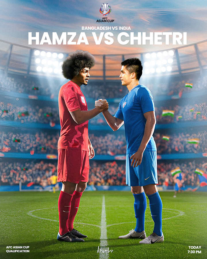 Cover image for India Vs Bangladesh Football Poster Design