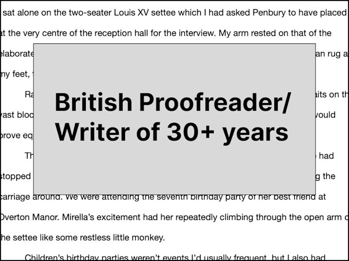 Cover image for British Proofreader/Writer of 30+ years