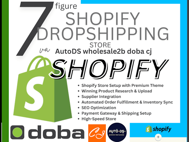 Cover image for 7 figure shopify dropshipping va AutoDS wholesale2b doba cj 