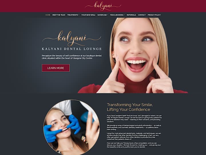 Cover image for Kalyani Dental Lounge. Website design and WordPress development.