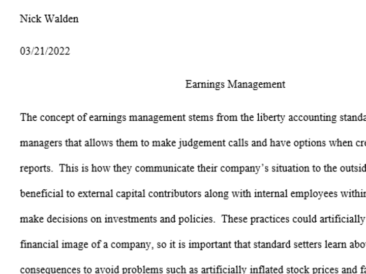 Cover image for Academic Analysis of Earnings Management