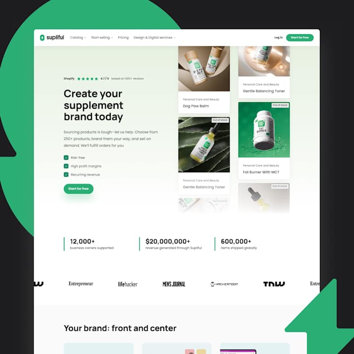 Cover image for A total website rebuild in Webflow for Supliful.