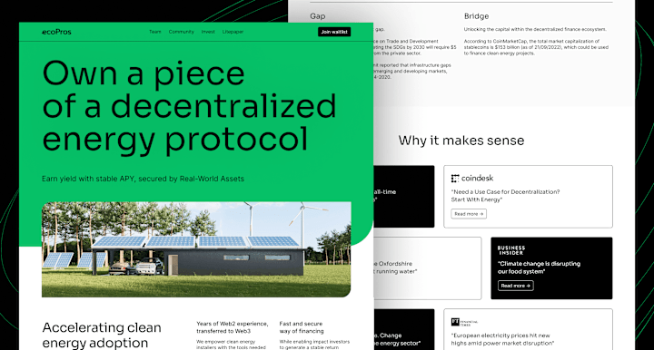 Cover image for ecoPros - Accelerating clean energy adoption with DeFi.