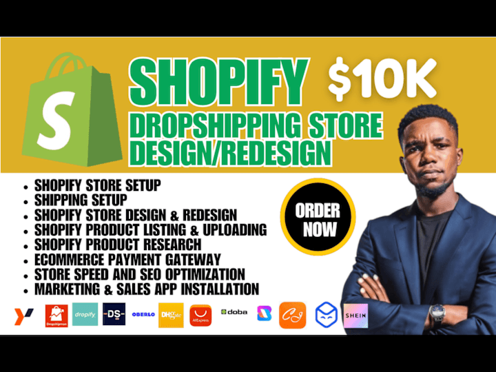 Cover image for I will Build shopify ecommerce dropshipping website store design