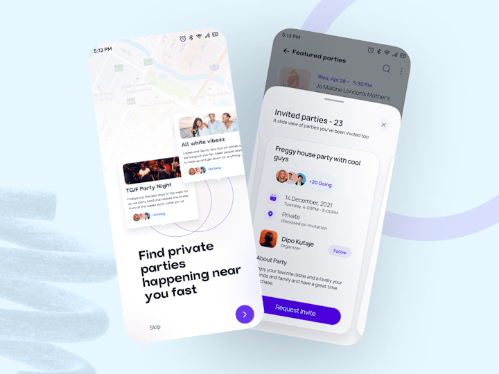 Cover image for Partyrider: UX / UI events App design