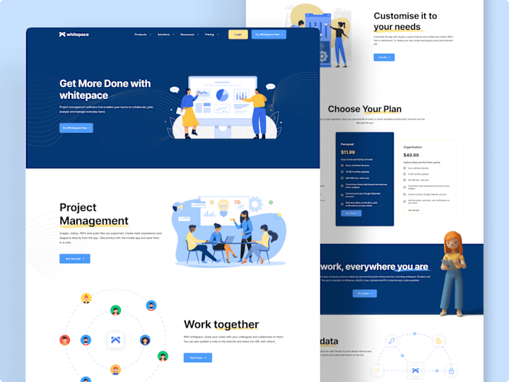 Cover image for Whitepace - Workspace Landing Page | SaaS | UX/UI Design