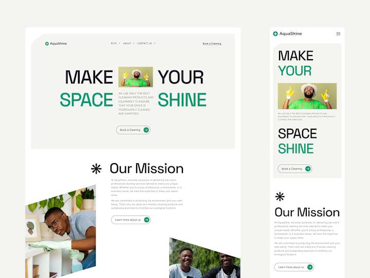 Cover image for AquaShine Cleaning Service Landing Page