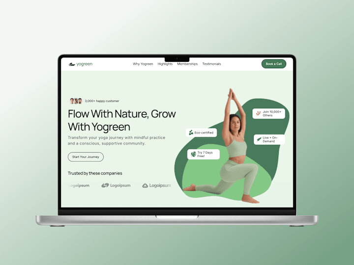 Cover image for YoGreen - Sustainable Yoga & Wellness Framer Website
