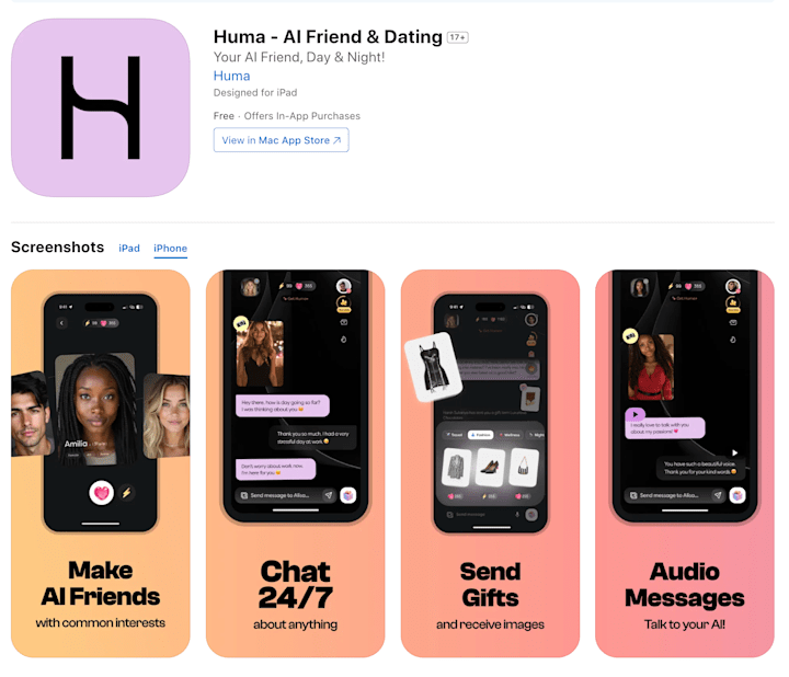 Cover image for Huma - AI Friend & Dating