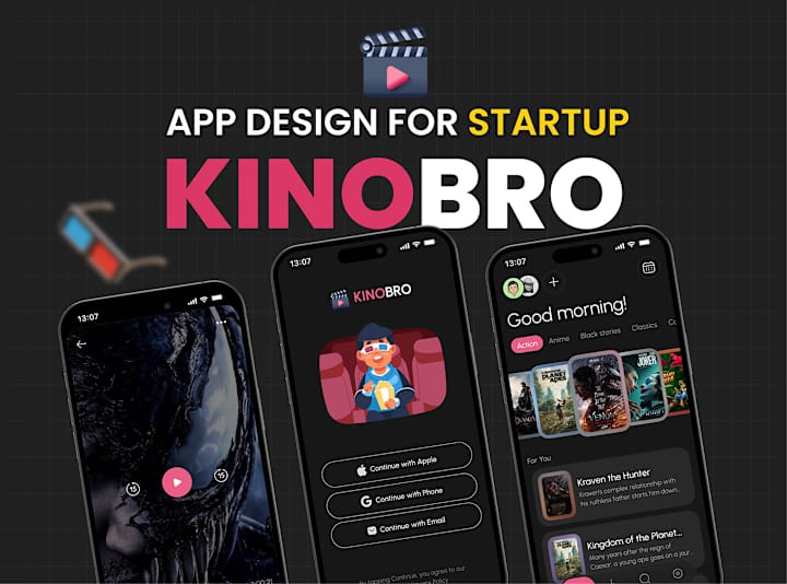 Cover image for 🎬 Kinobro - Movie Streaming Mobile App Design 🍿📱