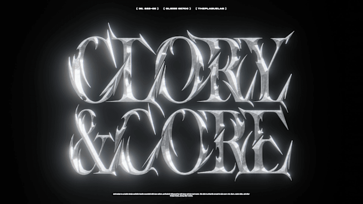 Cover image for " Glory and Gore ' Chrome typography