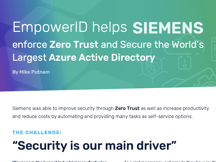 Cover image for B2B Case Study 1: EmpowerID secures SIEMENS' cloud-based systems