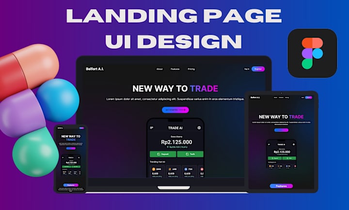 Cover image for Responsive landing page UI design on Figma | Behance