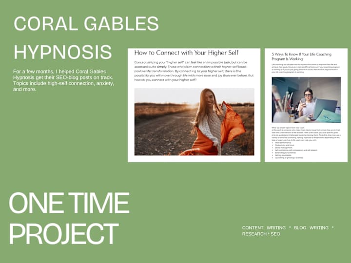 Cover image for Coral Gables Hypnosis - Blog Writing