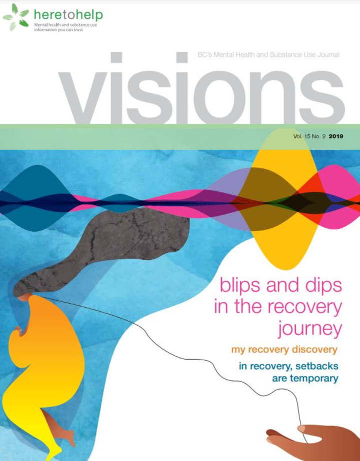 Cover image for Article in VISIONS magazine, story of recovery & self care by JP