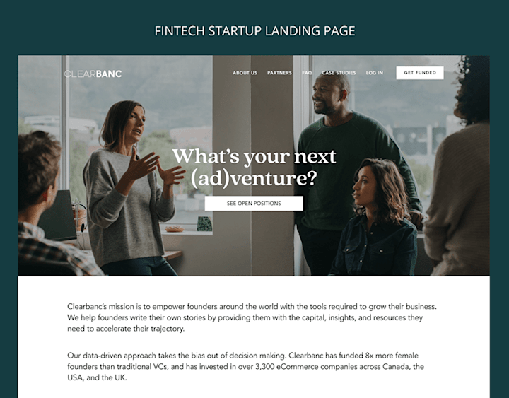 Cover image for Fintech Startup Landing Pages